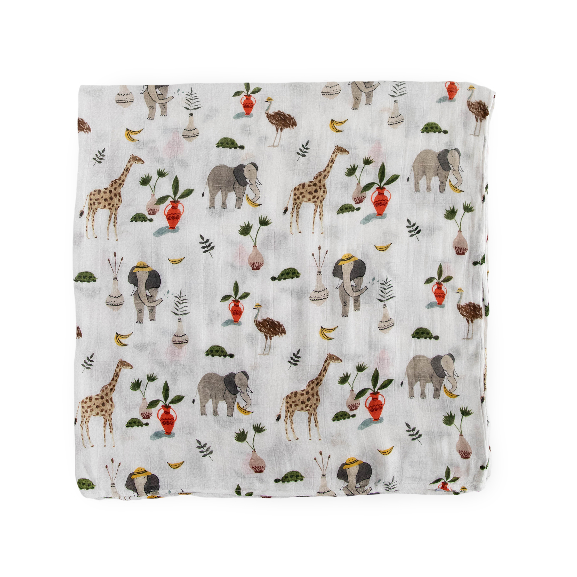 Deluxe Muslin Swaddle Blanket 2 Pack Safari Social