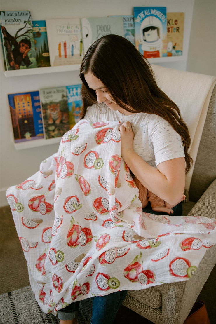 Cotton Muslin Swaddle Blanket - Pitaya