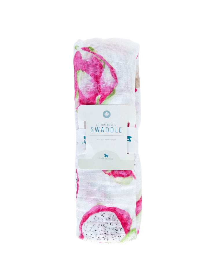 Cotton Muslin Swaddle Blanket - Pitaya