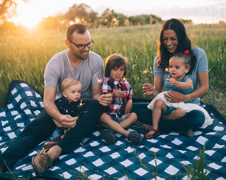 150 x 210 cm Outdoor Blanket - Navy Plaid