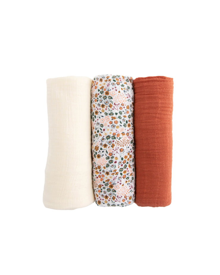 Cotton Muslin Swaddle 3 Pack - Pressed Petals Set