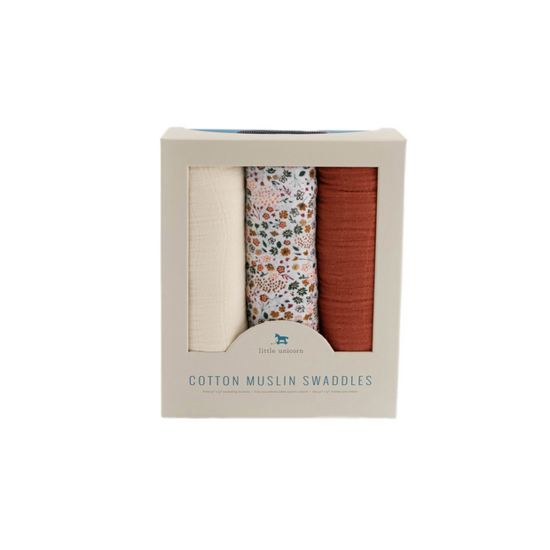 Cotton Muslin Swaddle 3 Pack - Pressed Petals Set