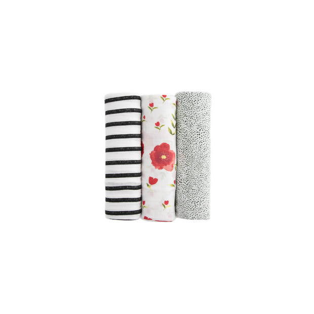 Cotton Muslin Swaddle 3 Pack - Summer Poppy 2 Set