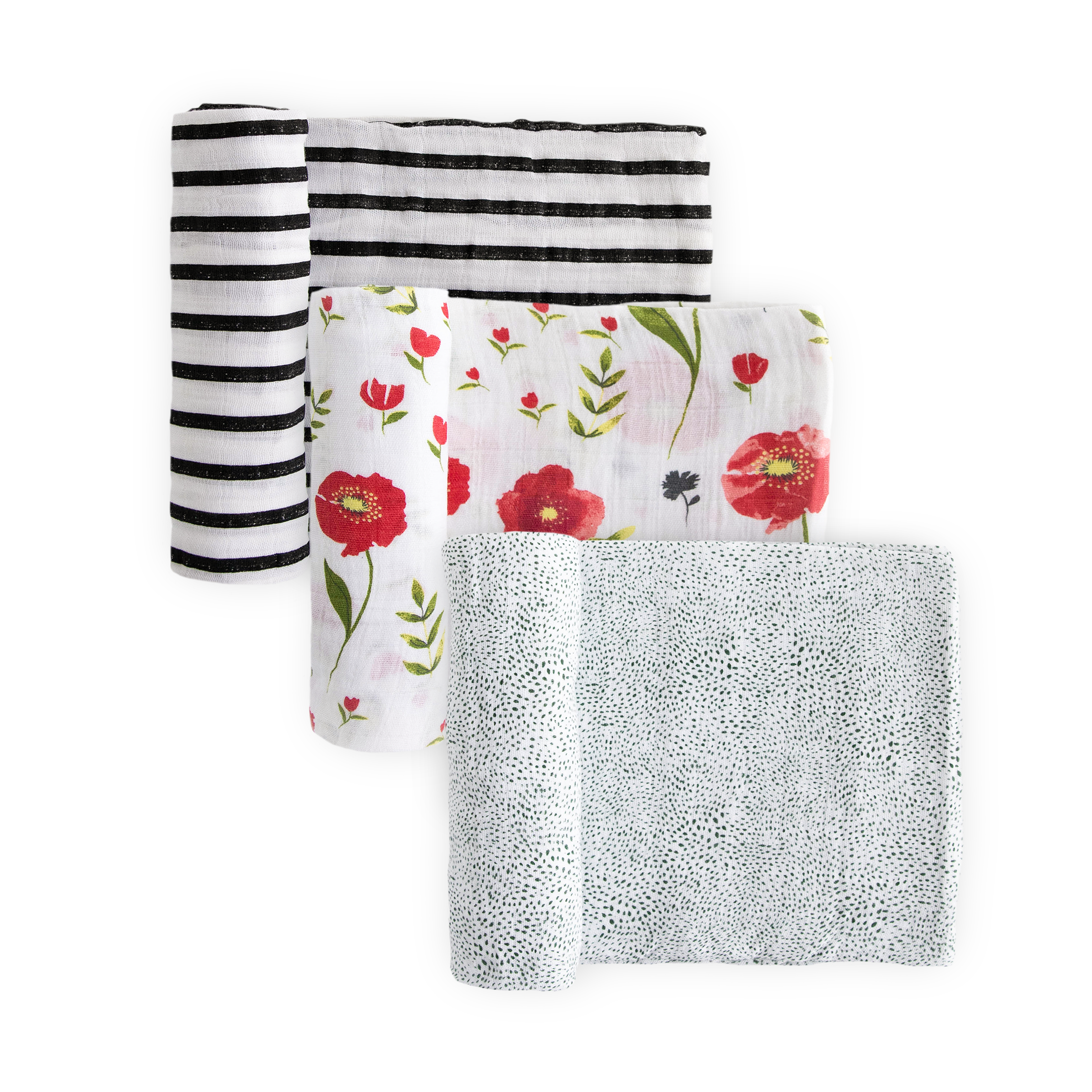 Cotton Muslin Swaddle Blanket 3 Pack - Summer Poppy 2