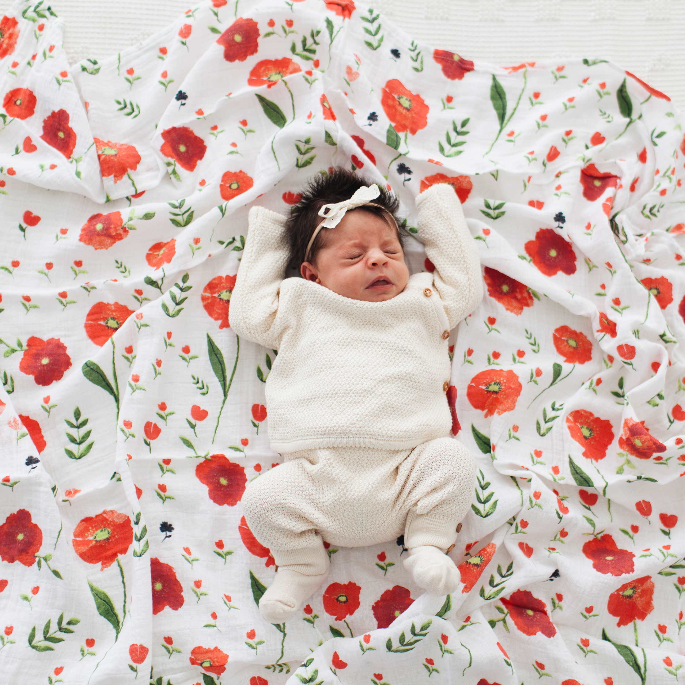 Cotton Muslin Swaddle Blanket 3 Pack - Summer Poppy 2