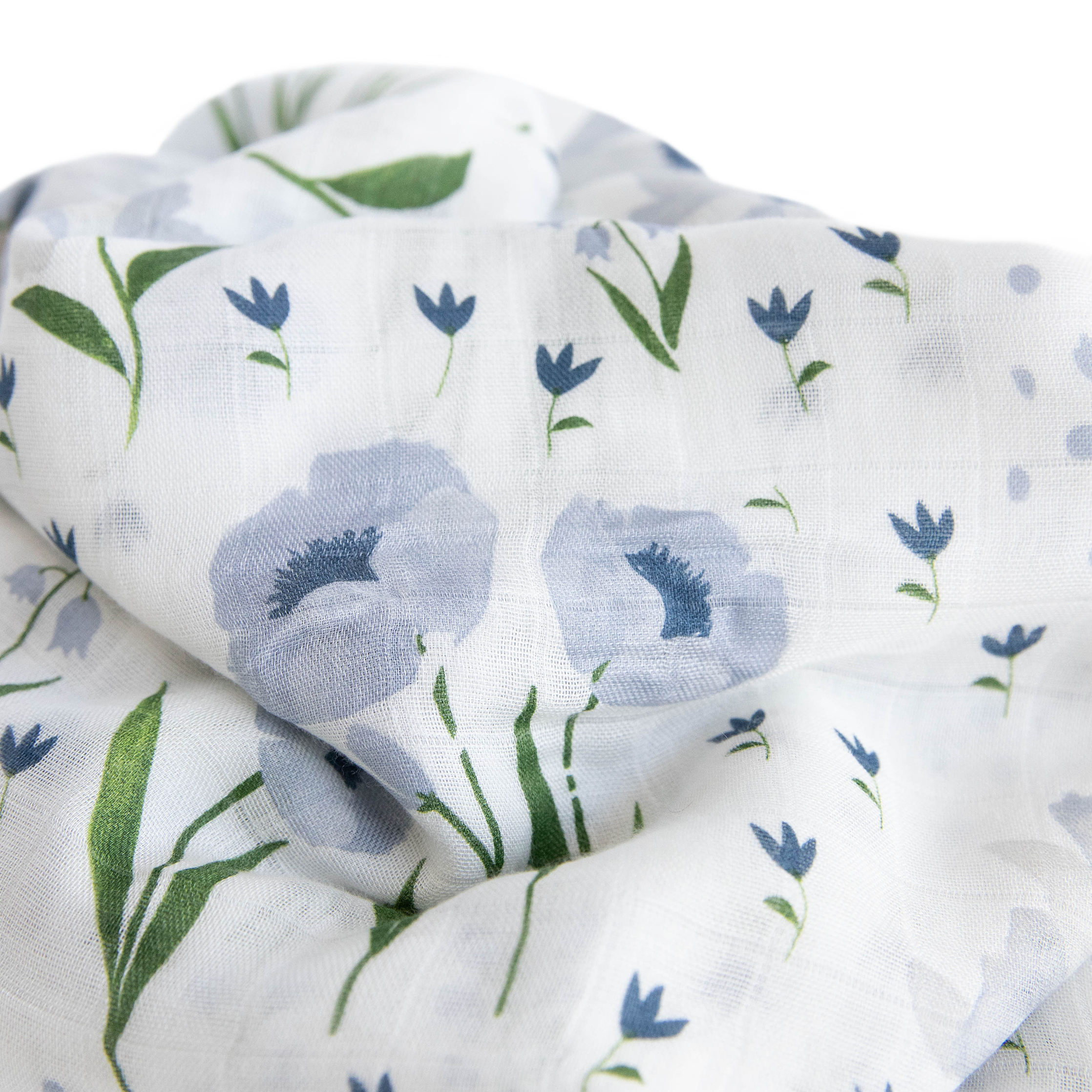 Deluxe Muslin Swaddle Blanket - Blue Windflower