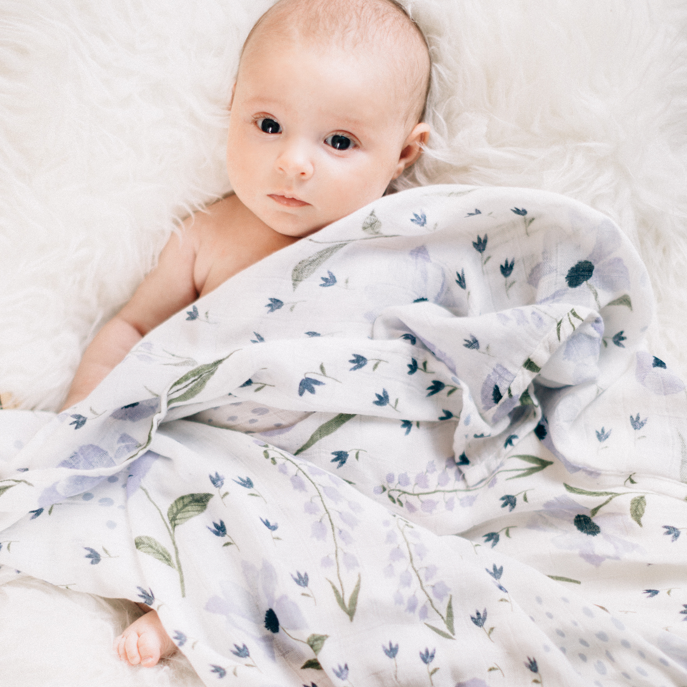 Deluxe Muslin Swaddle Blanket - Blue Windflower