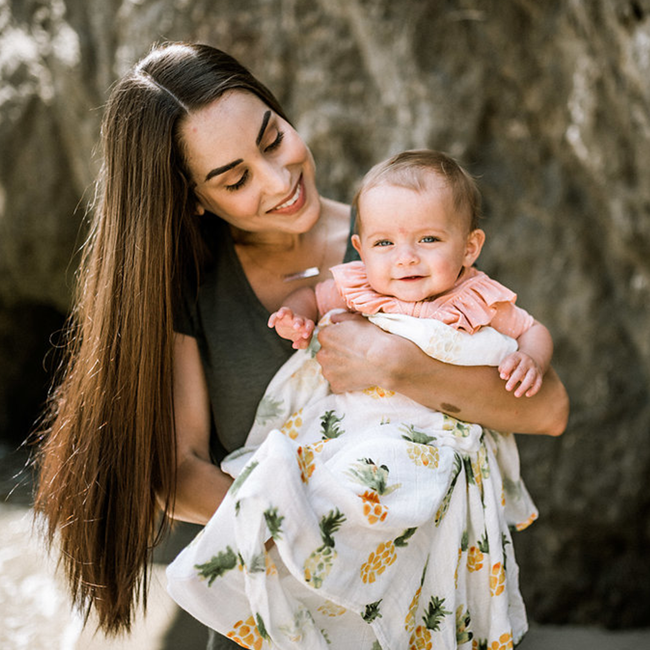 Deluxe Muslin Rayon From Bamboo Swaddle Baby Blanket Pineapple