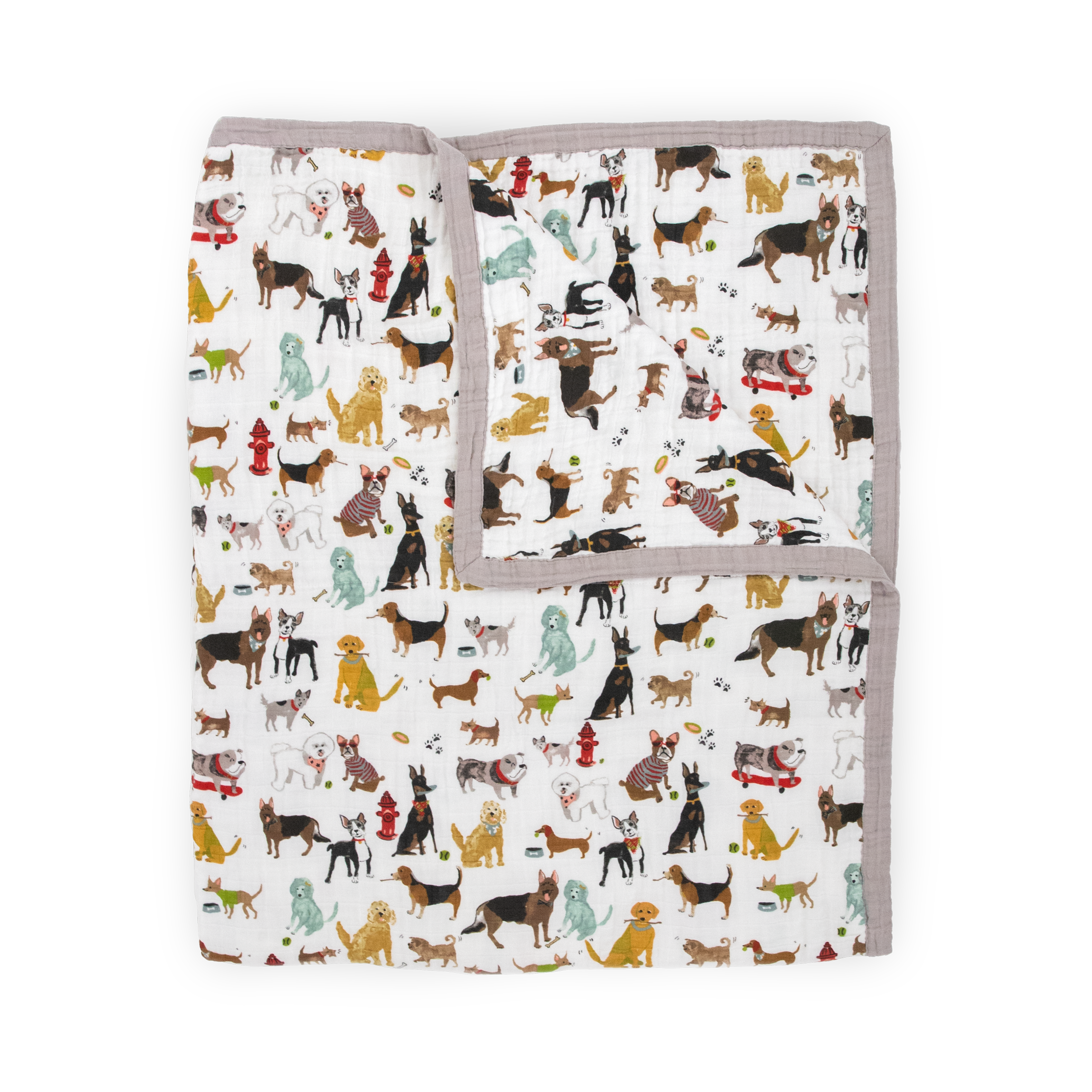 Chiffon en mousseline de coton Little Unicorn - 21 x 14 - 100% coton -  Lavable en machine - 4 couches absorbantes et légères - Design ludique -  Réversible et pliable - pour garçons et filles (coquelicot d'été) 