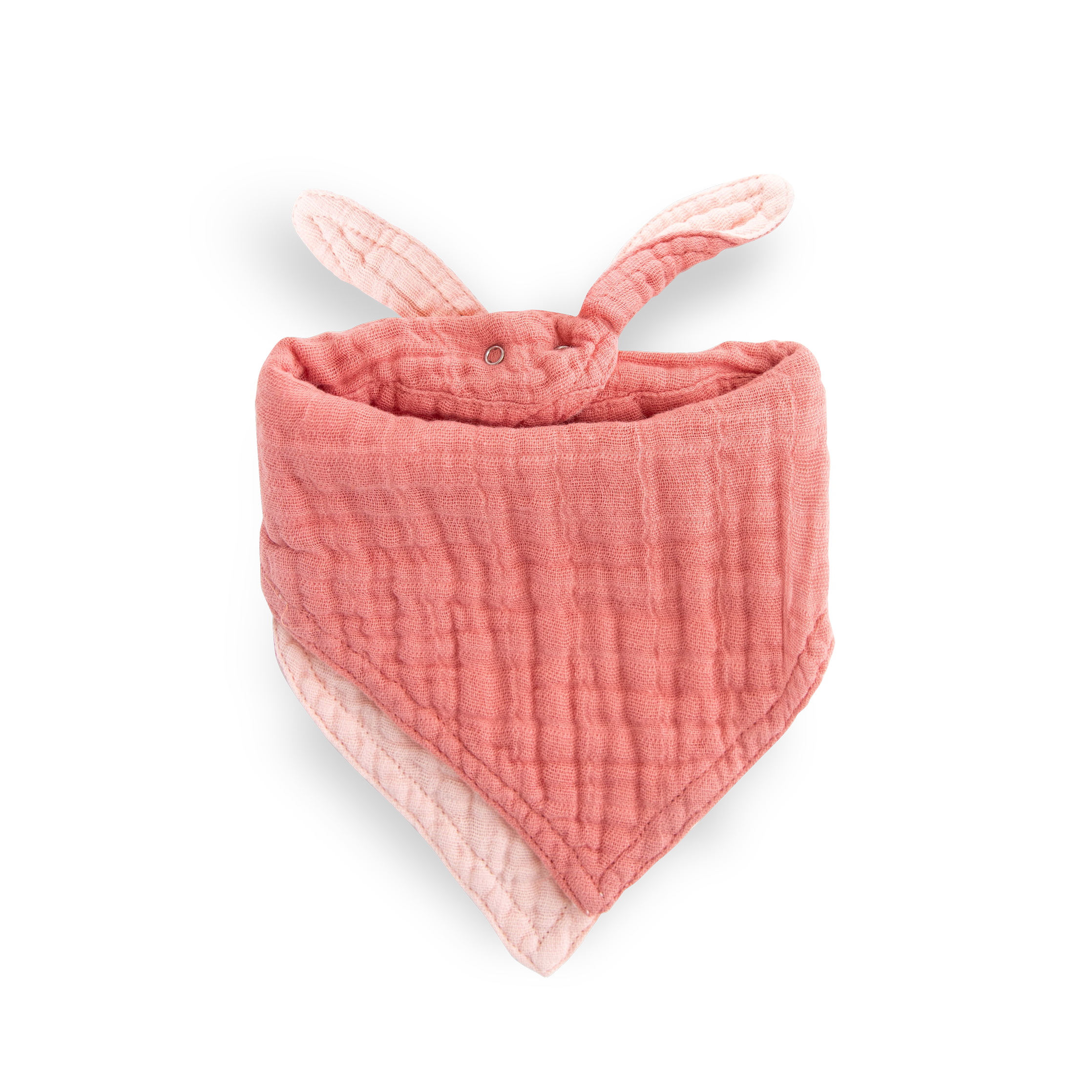 Cotton Muslin Reversible Bandana Bib - Rose Petal