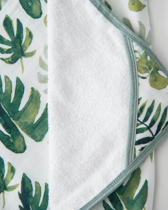 Infant Hooded Towel &amp; Washcloth Set - Tropical Leaf