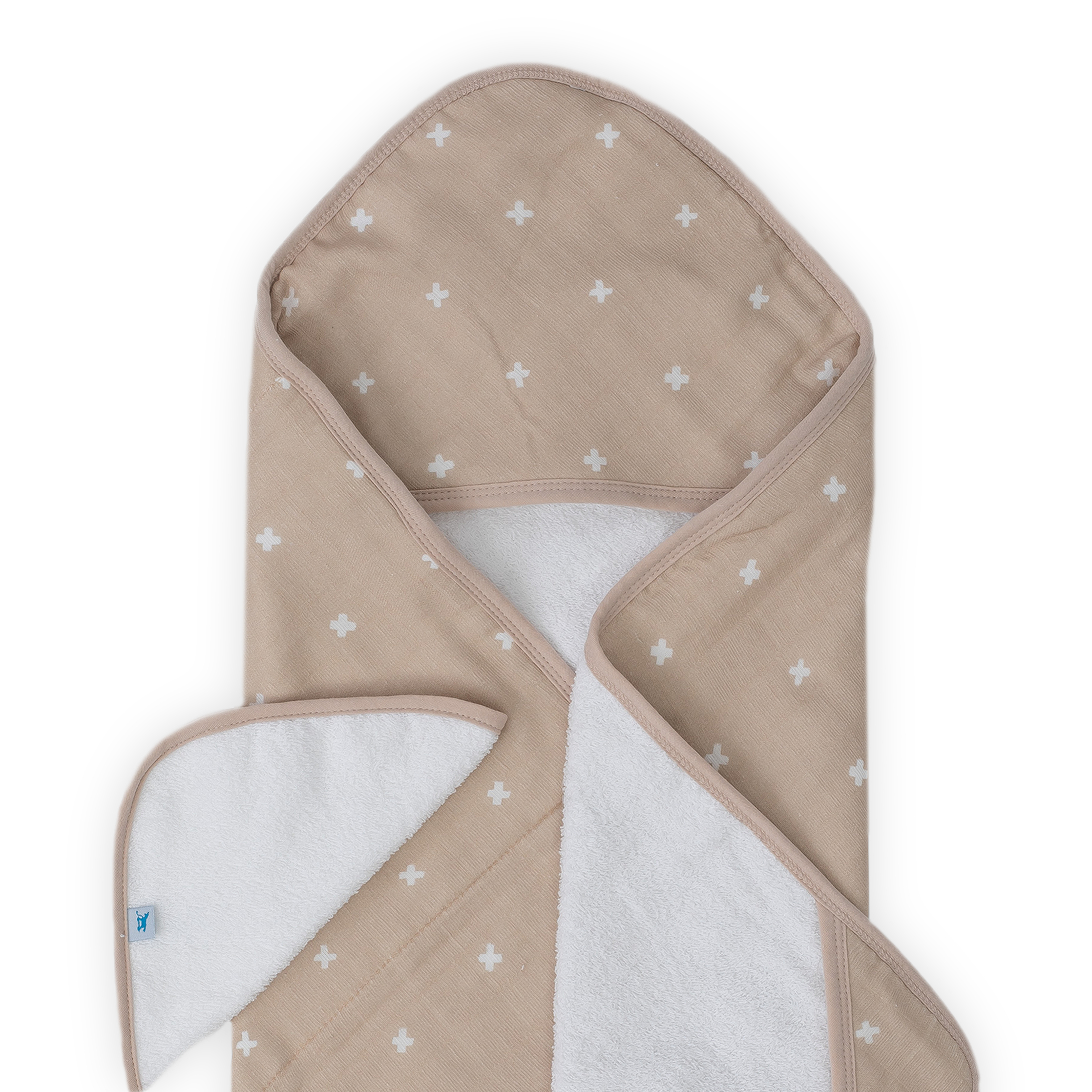 Handtuch mit Kapuze und Waschlappen Set für Kleinkinder - Taupe Cross