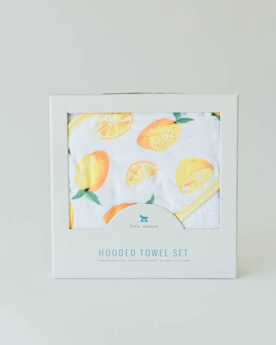 Handtuch- und Waschlappenset mit Kapuze für Kleinkinder - Lemon